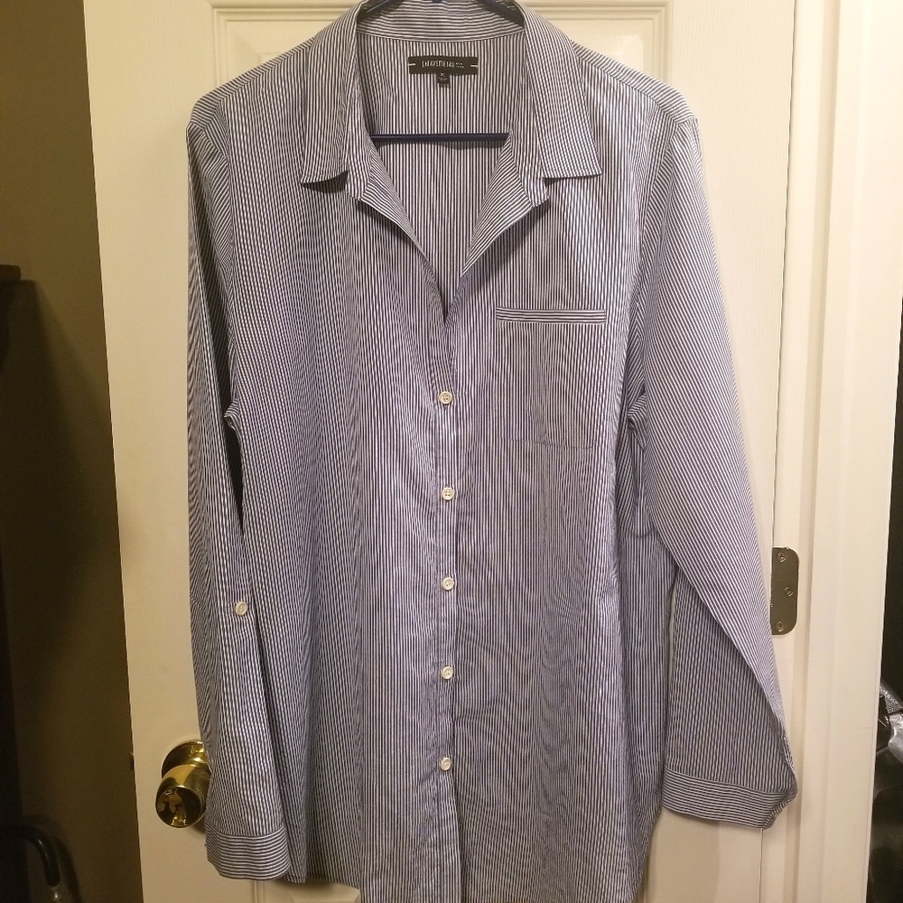 Lafayette 148 Blue Pinstripe Button Down